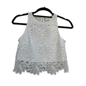 NWT Yumi Kim Womens White Lace Overlay Sleeveless Sun Shower Top Size XS